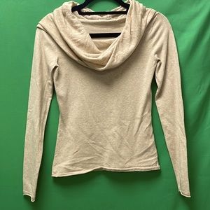 Tan casual pullover cows neck adjustable collar long sleeve light weight